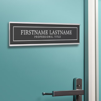 Black and White Traditional Border Name Title Door Sign