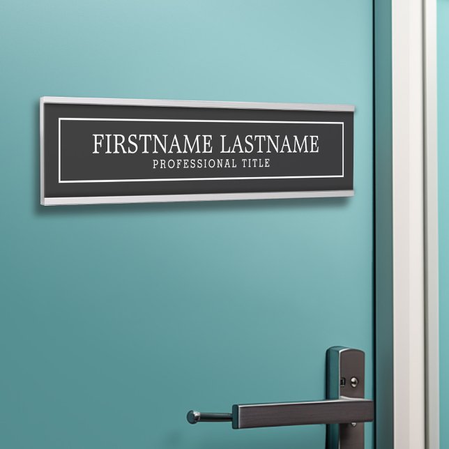 Black and White Traditional Border Name Title Door Sign (Personalized Door Sign - Add Your Professional Title with Name)