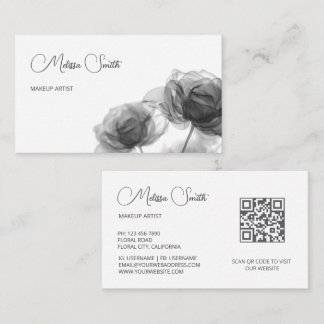 Black And White Transparent Flowers Business Card
