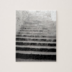Black and white Travel Photograph Stone Stairway Jigsaw Puzzle