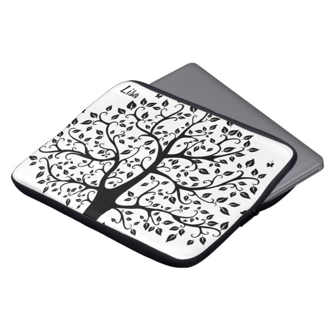 Black and White Tree of Life  Electronics Bag (Front Top)