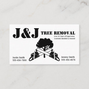 Black and White Tree Removal or Land Clearing Business Card