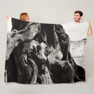 Black and White Tree Roots Fleece Blanket