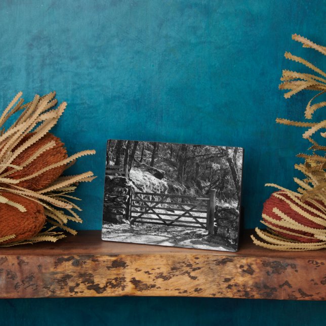 BLACK AND WHITE TREES AND GATE  PLAQUE (Side)