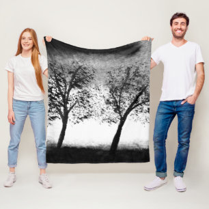 Black and white Trees Elegant minimalistic Fleece Blanket