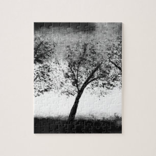 Black and white Trees Elegant minimalistic Jigsaw Jigsaw Puzzle