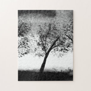 Black and white Trees Elegant minimalistic Nature Jigsaw Puzzle