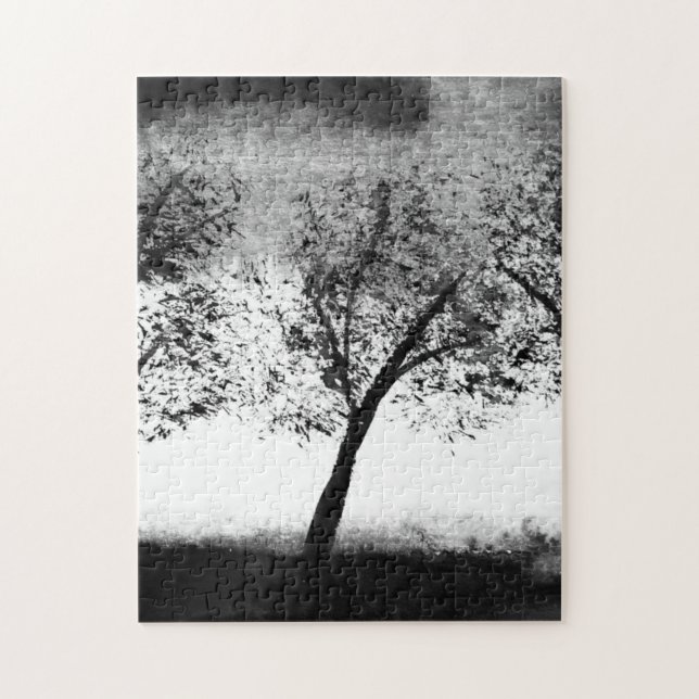 Black and white Trees Elegant minimalistic Nature  Jigsaw Puzzle (Vertical)