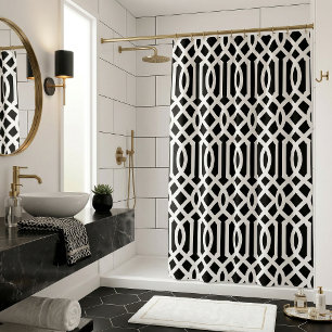 Black and White Trellis   Editable Colours Shower Curtain