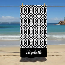 Black and White Trellis Monogram | Editable Colour