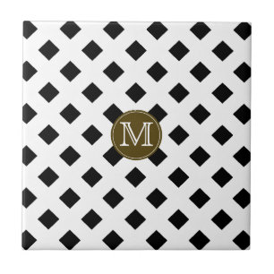 black and white Trellis Personalised Tile