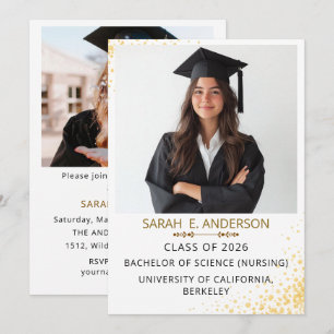 Black and white Trendy Modern Photo graduation Invitation
