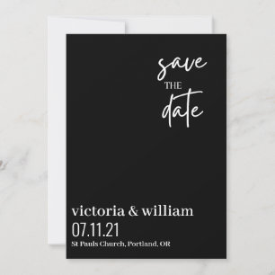 black and white trendy modern save the date