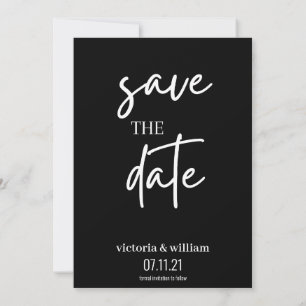 black and white trendy modern save the date