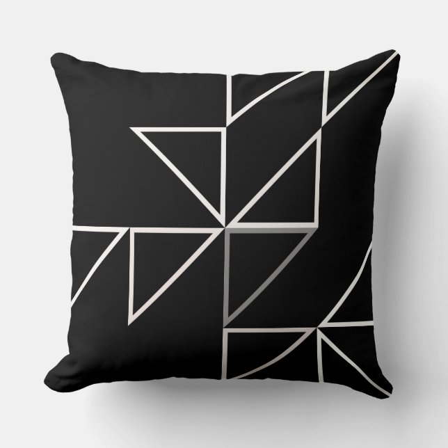 Black and White Triangle Geometric Cushion (Front)
