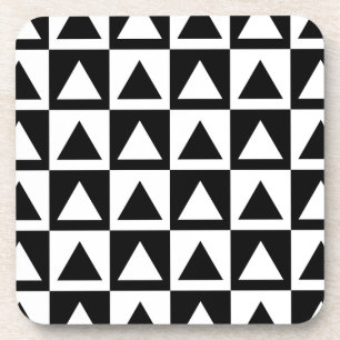 Black and White triangle geometric shape pattern Coaster