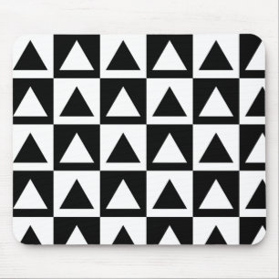 Black and White triangle geometric shape pattern Mouse Pad