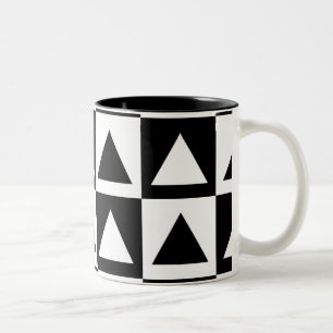 Black and White triangle geometric shape pattern Two-Tone Coffee Mug