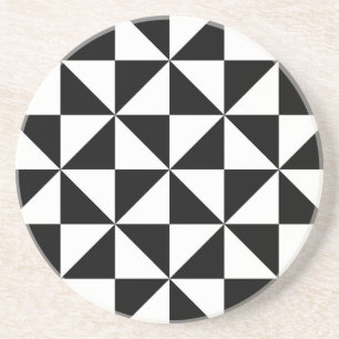 Black And White Triangle Pattern Coaster