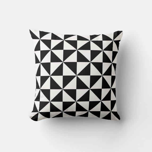Black And White Triangle Pattern Cushion (Front)