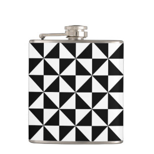 Black And White Triangle Pattern Hip Flask