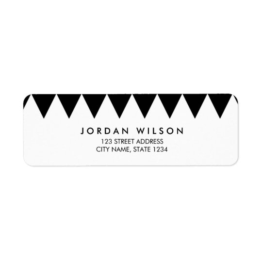 Black and White Triangle Pattern Modern Address Return Address Label
