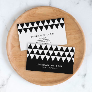 Black and White Triangle Pattern Modern Geometric Business Card