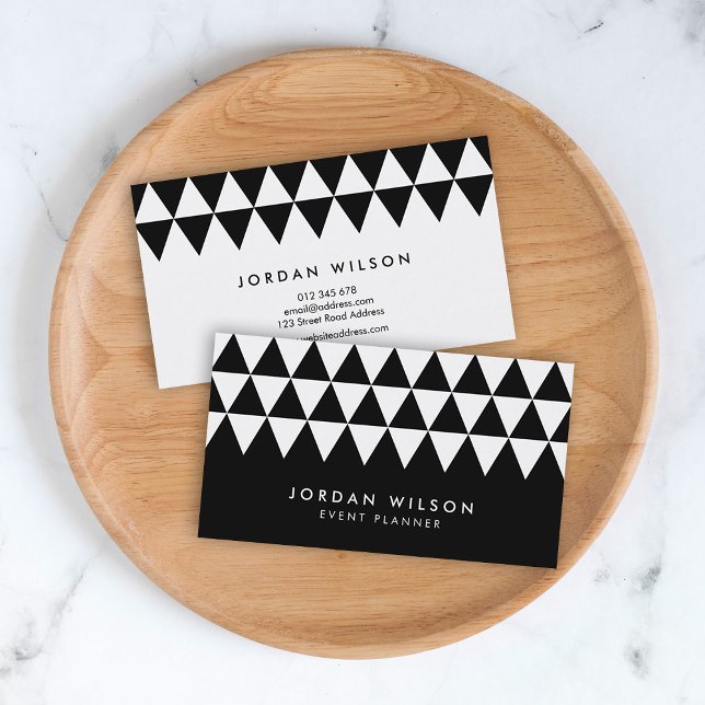 Black and White Triangle Pattern Modern Geometric Business Card (Creator Uploaded)