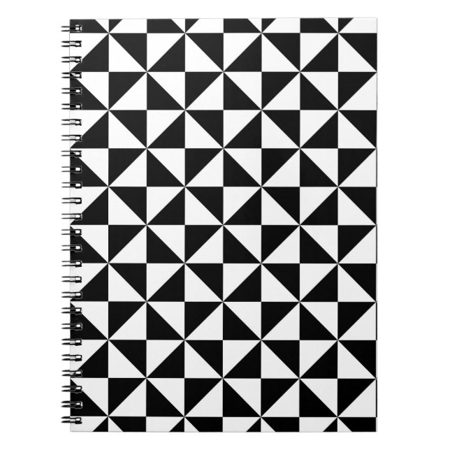 Black And White Triangle Pattern Notebook (Front)