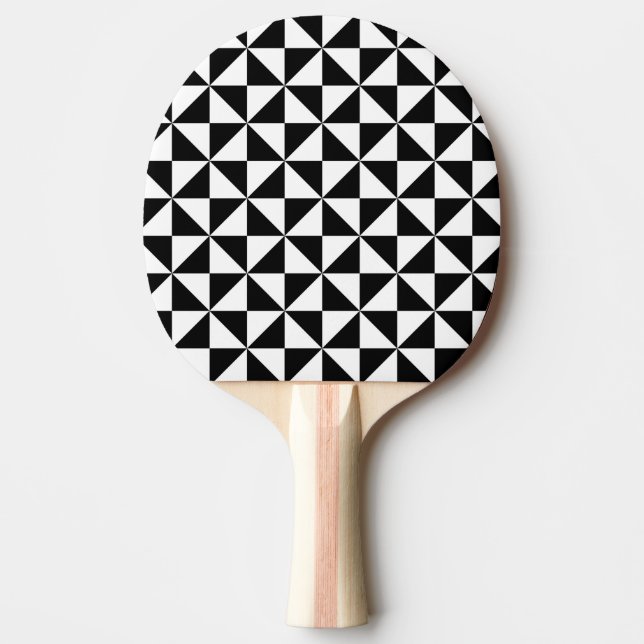 Black And White Triangle Pattern Ping Pong Paddle (Front)