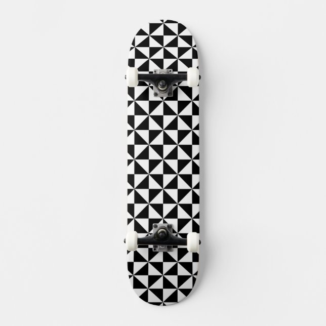 Black And White Triangle Pattern Skateboard (Front)