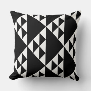 Black and White  Triangle Pattern - Throw Pillow