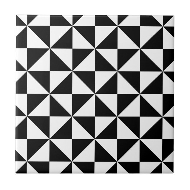 Black And White Triangle Pattern Tile (Front)