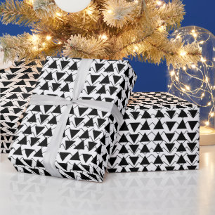 Black and White Triangle Stripes Wrapping Paper