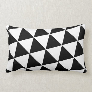 Black and White Triangles Geometric Pattern Lumbar Cushion