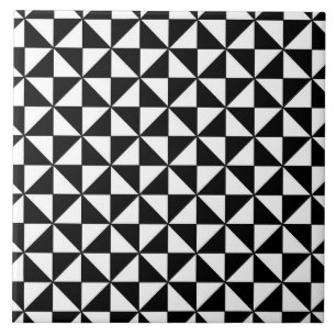 Black and white triangles pattern ceramic tile