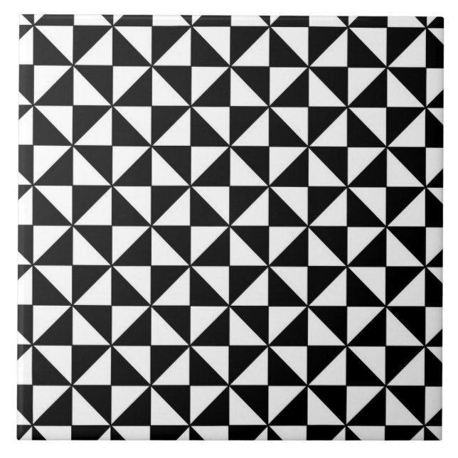 Black and white triangles pattern ceramic tile (Front)