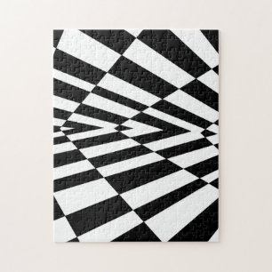 Black and White Triangular Optical Illusion Jigsaw Puzzle