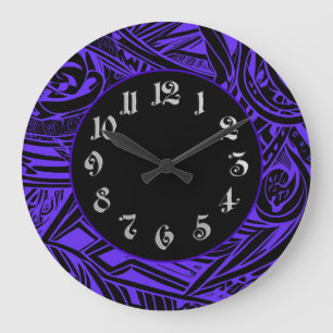 Black And White Tribal Abstract Large Clock