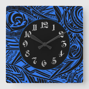 Black And White Tribal Abstract  Square Wall Clock