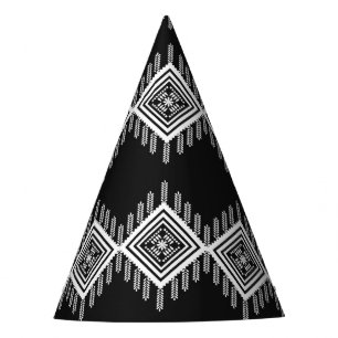 Black and White Tribal Art Party Hat
