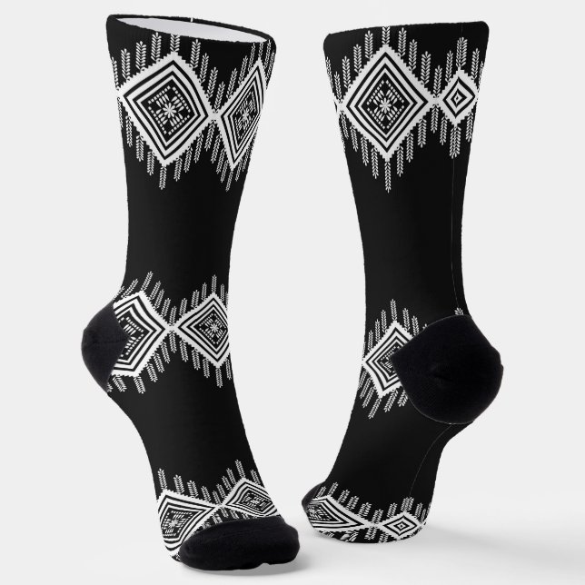 Black and White Tribal Art Socks (Angled)