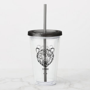 Black and White Tribal Bear Acrylic Tumbler
