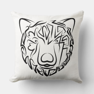 Black and White Tribal Bear Cushion