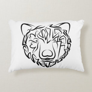 Black and White Tribal Bear Decorative Cushion