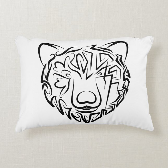 Black and White Tribal Bear Decorative Cushion (Front)