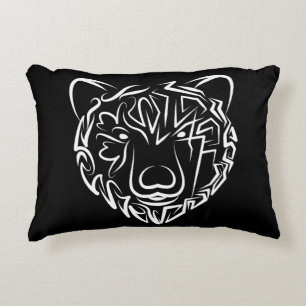 Black and White Tribal Bear Decorative Cushion