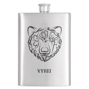 Black and White Tribal Bear Hip Flask