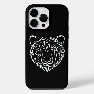 Black and White Tribal Bear iPhone 14 Pro Max Case