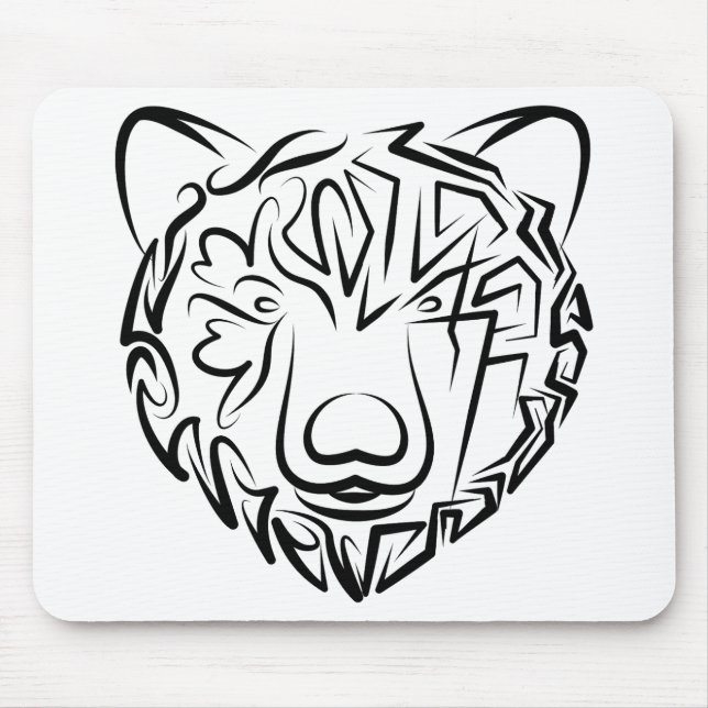 Black and White Tribal Bear Mouse Pad (Front)